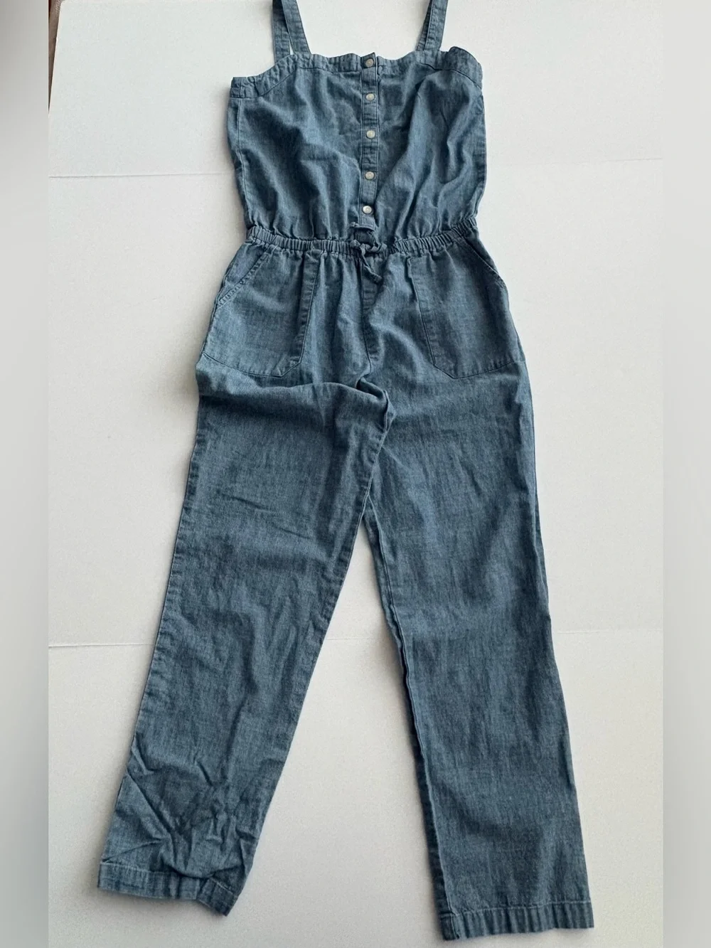 KIDS Polo Ralph Lauren Girls Size 12 Blue Chambray Cotton Jumpsuit Button Front